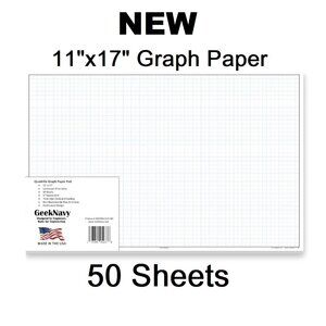 GeekNavy 11" x 17" Quadrille Graph Paper 50 Sheets Landscape - 0.25" Blueprint D